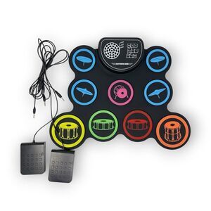 Electronic Drum Set Roll-up 9 Drum Practice Pad Pedals No Sticks & Charging Cord
